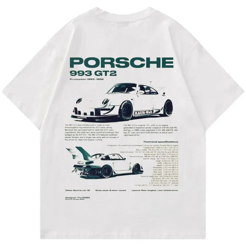 Porsche 993 GT2 T-shirt Light, Car Enthusiast T-Shirt, Car Clothing Hoodie, Sweatshirt | GrindPrints.com