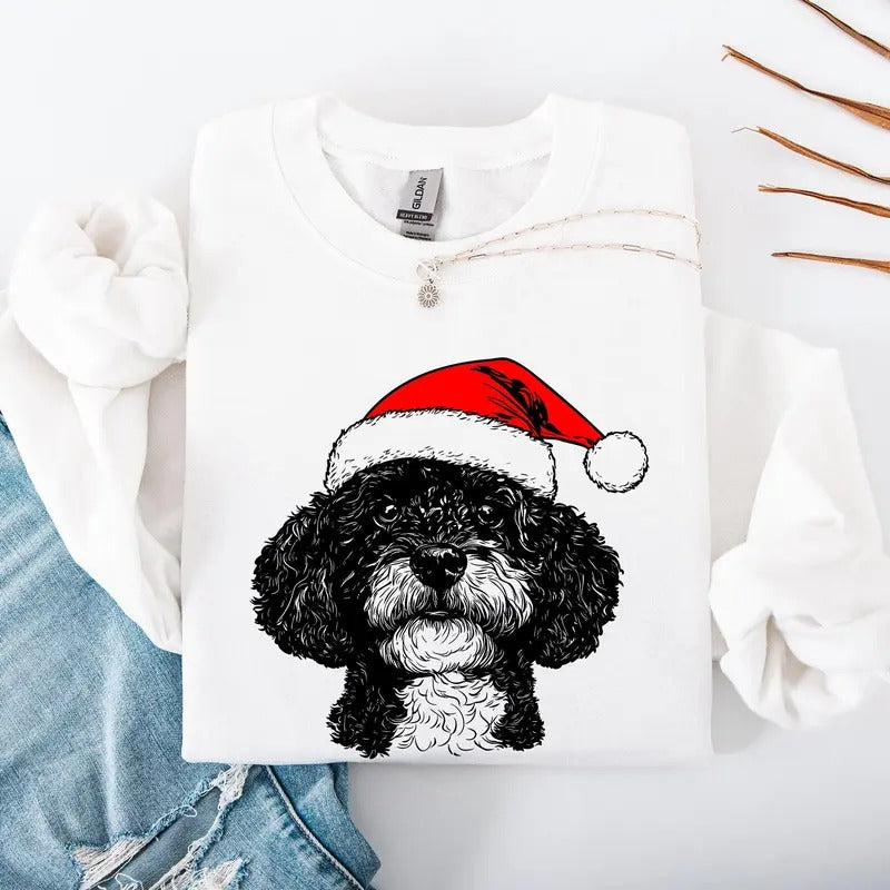 Portuguese Water Dog, Santa, Dog, Christmas, Dog Lover, Pet Sweatshirt, Crew Neck, Women's, Crewneck T-Shirts, Hoodie