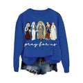 Pray For Us Sweatshirt Casual Street Style Fleece Fabric Crewneck Pullover Sweatshirt Tops Trendy for Women for Men...