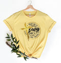 Pray On It Shirt - Yellow Cotton T-Shirt with "PRAY ON IT" Graphic, Short Sleeve, Reliable Choice for Men and Christians...