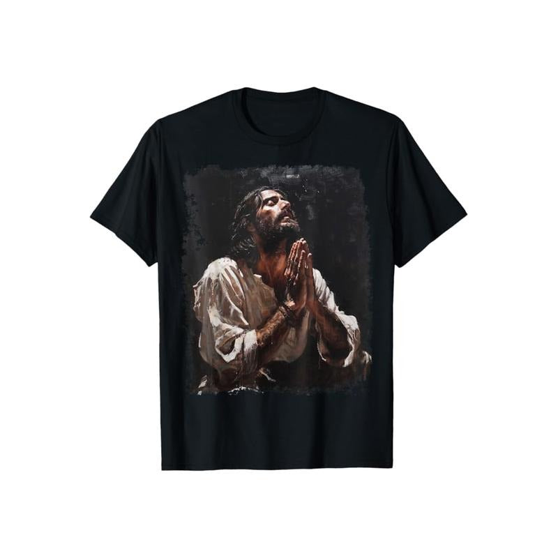Praying Jesus Christ Christian Tee Crew Neck Short Sleeve T-Shirt Tops Trendy for Unisex Hoodie, Sweatshirt | GrindPrints.com