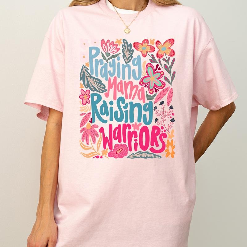 Praying Mama Raising Warriors Shirt Boho Floral Mom Retro Wildflower Mama Shirt Faith Mom Life T-Shirts, Hoodie, Sweatshirt