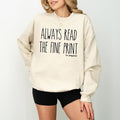 Pregnancy Announcement Sweatshirt, Pregnancy Reveal To Husband, Grandparents, family, Always Read the Fine Print I'm...
