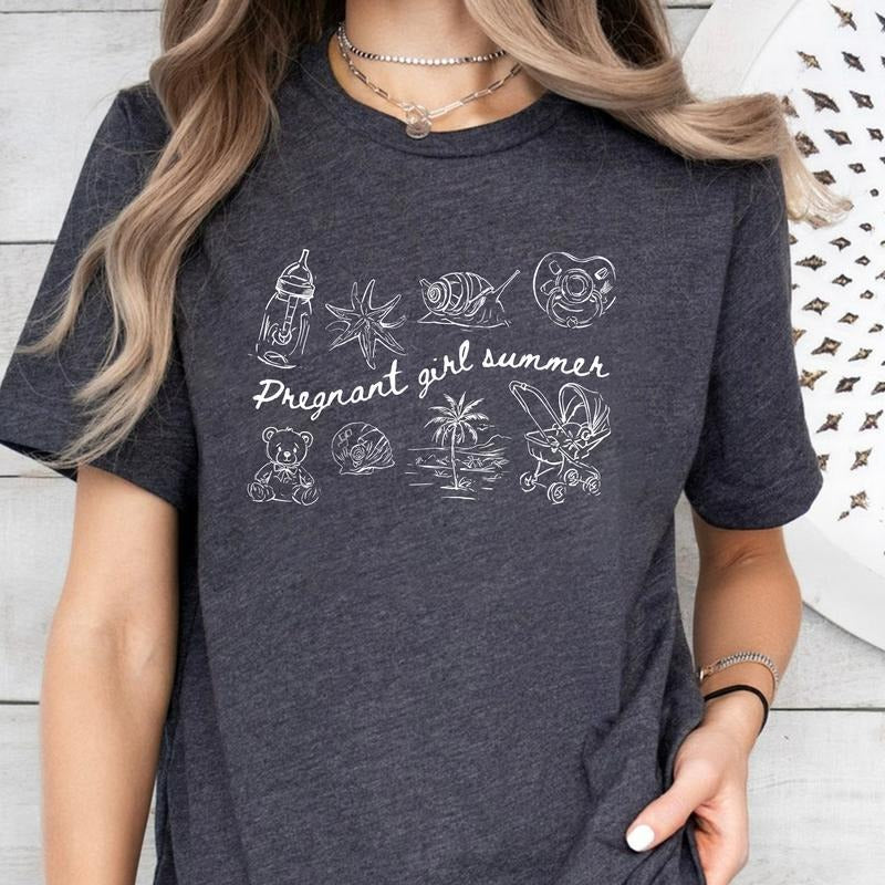 Pregnant Girl Summer Shirt, Beach Pregnancy Announcement T-shirt, Gender Reveal Tee For Pregnant Daughter, Expecting Mom,...