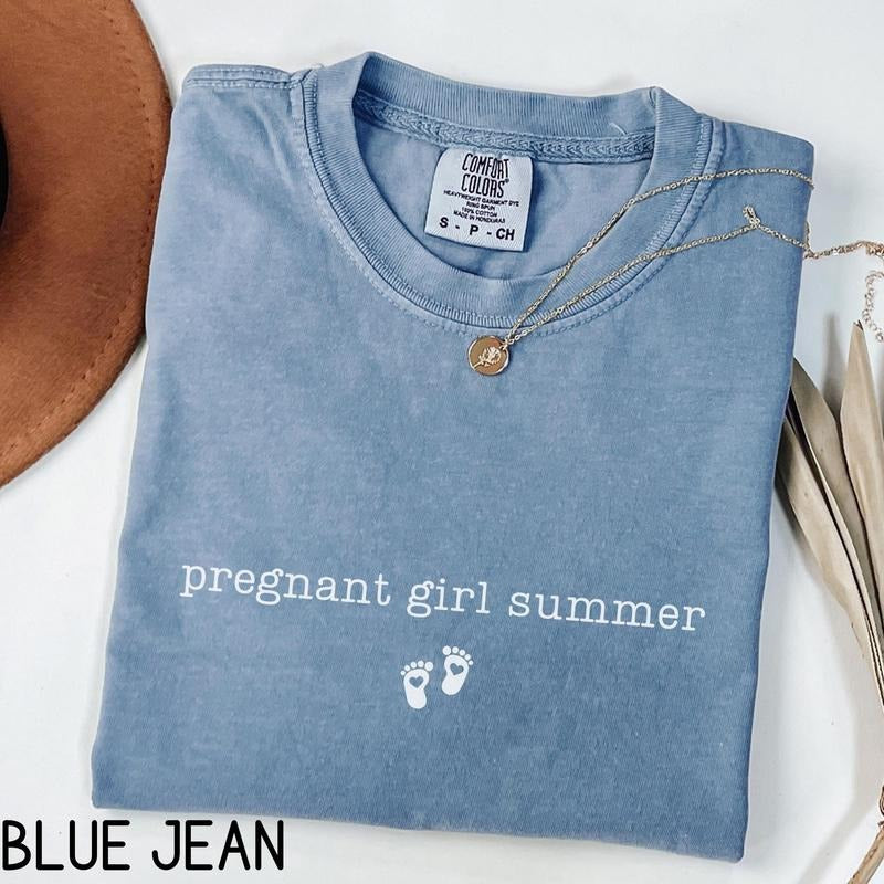 Pregnant Girl Summer Shirt, Comfort Colors New Mom To Be Gift, Pregnancy Announcement Shirt, Baby Reveal T-shirt, Baby...