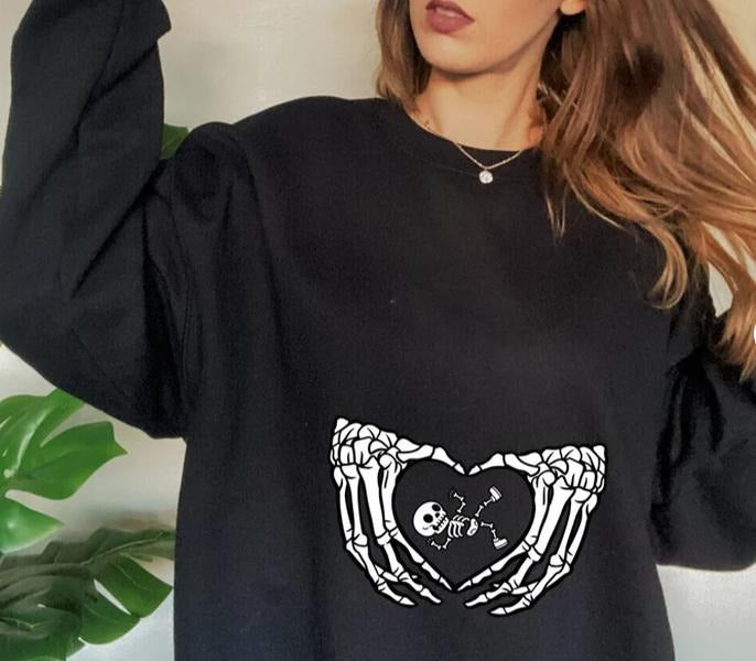 Pregnant Shirt Skeleton,Funny Maternity Shirt,Pregnancy Announcement Shirt for Women,Funny Gift for Expecting Mom Shirt...