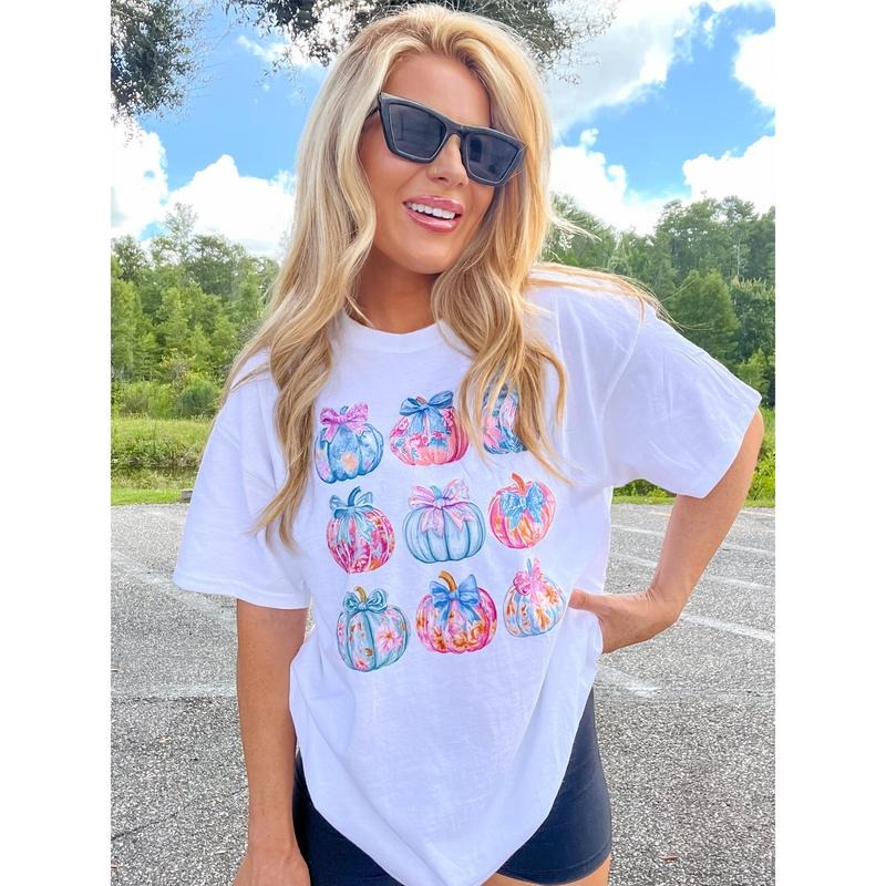 Preppy Pumpkin Graphic Top T-Shirts, Hoodie, Sweatshirt | GrindPrints.com