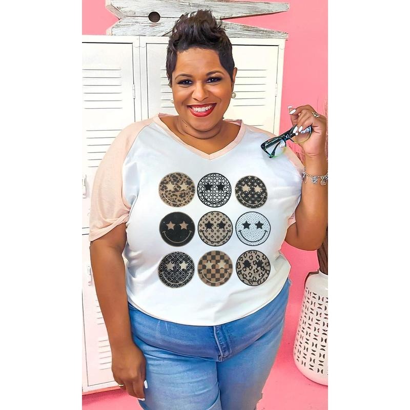 Preppy Smiley V-Neck T-Shirts, Hoodie, Sweatshirt | GrindPrints.com