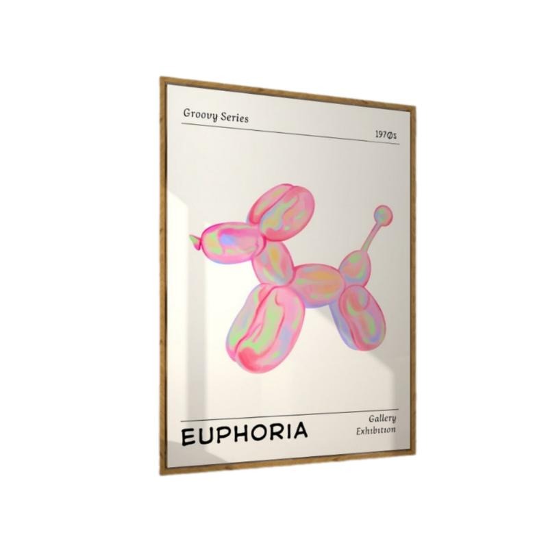 Preppy Wall Prints, Holographic Dog Balloon Poster, 70s Style Aesthetic Room Decor, Dog Balloon Print, Gifts For Her...