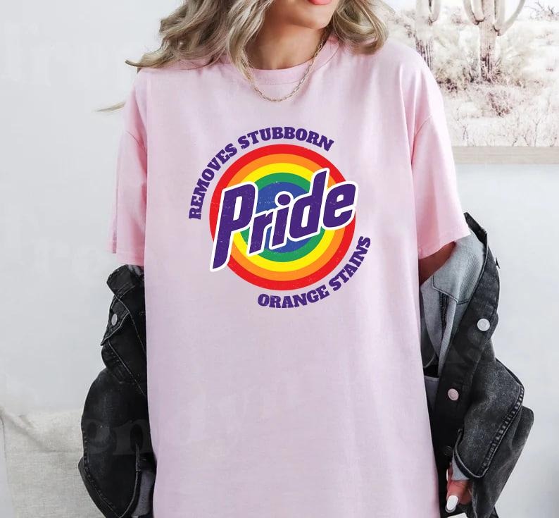 Pride Removes Stubborn Orange Stains T, LGBTQ+ Pride Tide Spoof T-Shirt, Funny LGBT Support Unisex T-Shirt, Pride Tee,...
