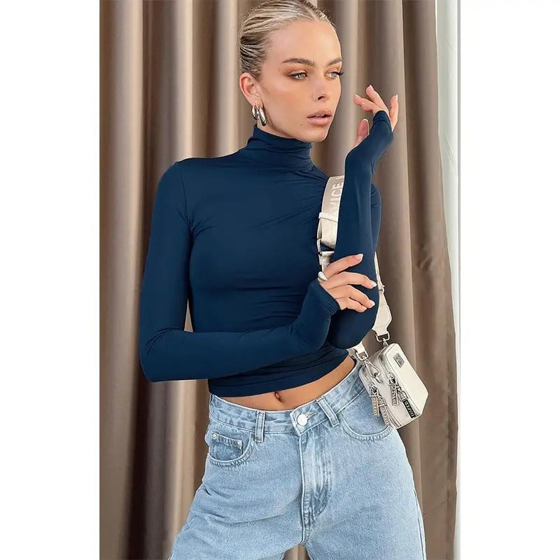 Princess Polly Women's Eco Navy Elysium Turtleneck Sweater T-Shirts, Hoodie, Sweatshirt | GrindPrints.com
