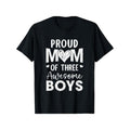 Proud Mom of Three Awesome Boys" - Men's Black Cotton T-Shirt, Casual Crew Neck, Short Sleeve, All-Season Comfort