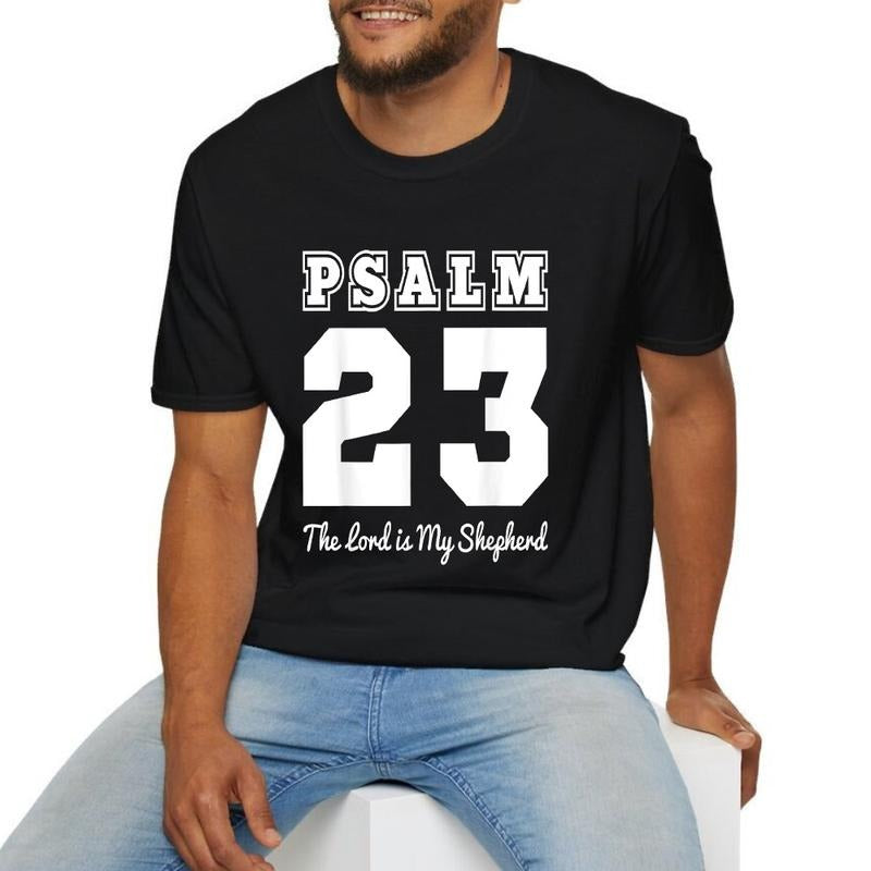 Psalm 23 The Lord Is My Shepherd  Tee Casual Style Crew Neck Short Sleeve T-Shirt Tops Trendy for Unisex, Perfect Gift...