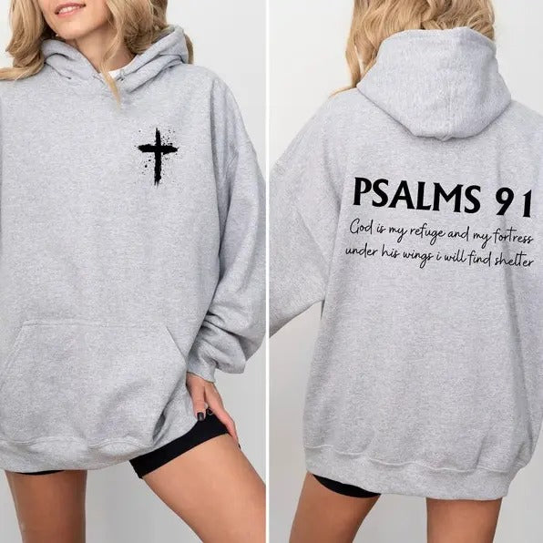 Psalm 91 Hoodie, Bible Verse Hoodie, Religious Hoodie, Trendy Christian Hoodie, Jesus Love Hoodie, Faith Hoodie,...