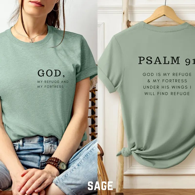 Psalm 91 Shirt Minimalist Christian Shirt Bible Verse Faith Based Apparel Gift Hoodie, Sweatshirt | GrindPrints.com