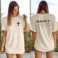 Psalms 91 Shirt, Two Side Christian Shirt, Bible Verse Shirt, Faith Shirt, Gift For Christian Mom, Women Religious Shirt,...