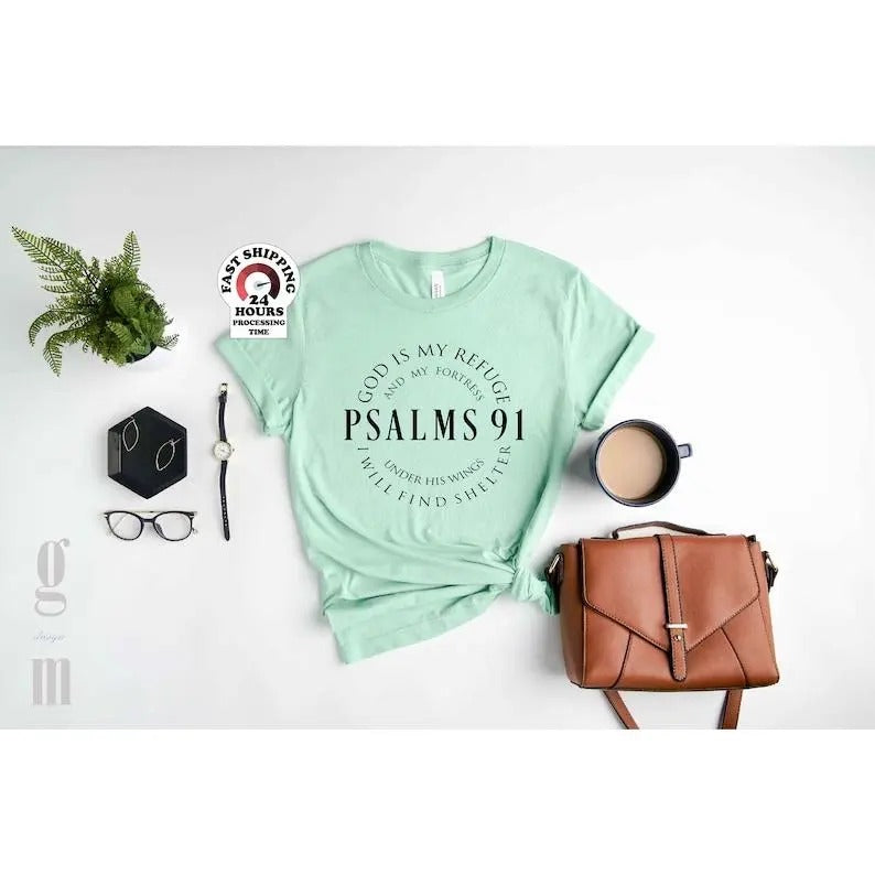 Psalms 91 T Shirt ,Christian T Shirt, Blessed Shirt, Religious Shirt, Hymn T-Shirt, Christ Jesus Shirt, Jesus Love Tee,...