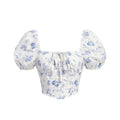 Puff Sleeve Asymmetrical Hem Bow Blouse Crop Tops T-Shirts, Hoodie, Sweatshirt | GrindPrints.com