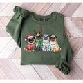 Pug Christmas Sweatshirt, Cute Pug Holiday Sweater, Reindeer Pug Sweatshirt, Santa Pug Cozy Holiday Pullover, Festive Pug...