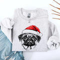 Pug, Santa, Dog, Christmas, Dog Lover, Pet Sweatshirt, Crew Neck, Women's, Crewneck T-Shirts, Hoodie | GrindPrints.com