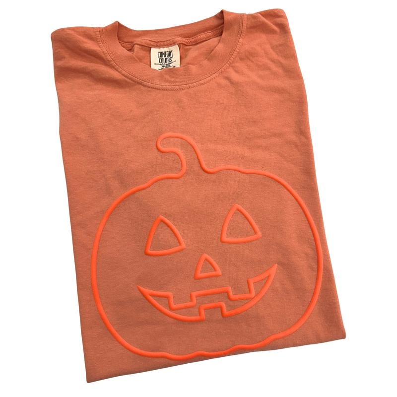Pumpkin Face Orange Puff Comfort Colors T-Shirt Hoodie, Sweatshirt | GrindPrints.com