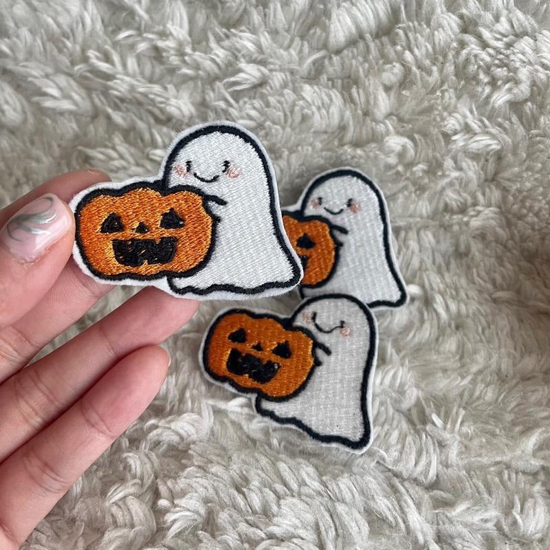 Pumpkin Ghostie Iron On Patch T-Shirts, Hoodie, Sweatshirt | GrindPrints.com
