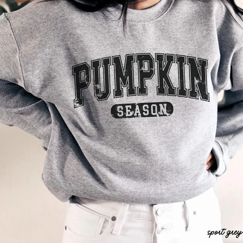 Pumpkin Season Retro Black Letters Halloween Classic Unisex Sweatshirt T-Shirts, Hoodie | GrindPrints.com