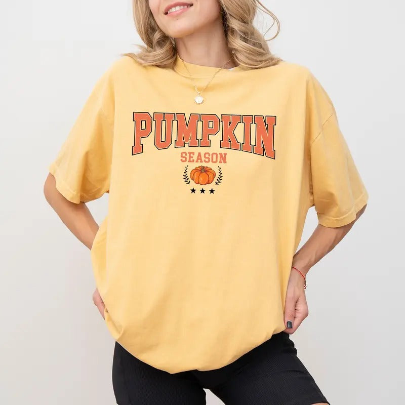 Pumpkin Season Vintage Comfort Color Shirt, Fall Vibes Vintage Graphic T-shirt, Pumpkin Farm Unhinged Shirt, Retro...
