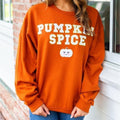 'Pumpkin Spice' Letter Patch Crewneck Sweatshirt T-Shirts, Hoodie | GrindPrints.com