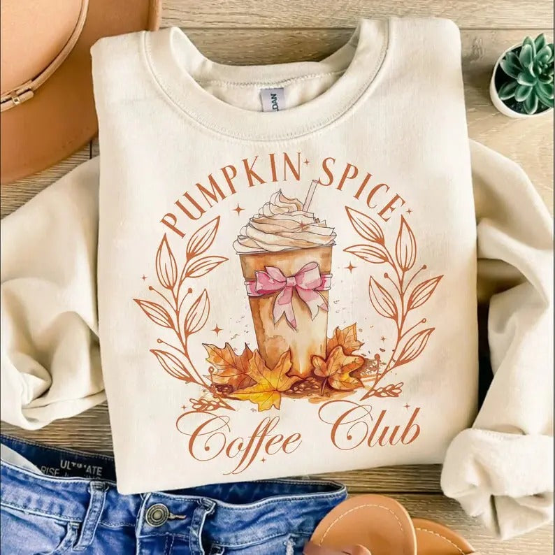 Pumpkin Spice Club Graphic Pullover T-Shirts, Hoodie, Sweatshirt | GrindPrints.com