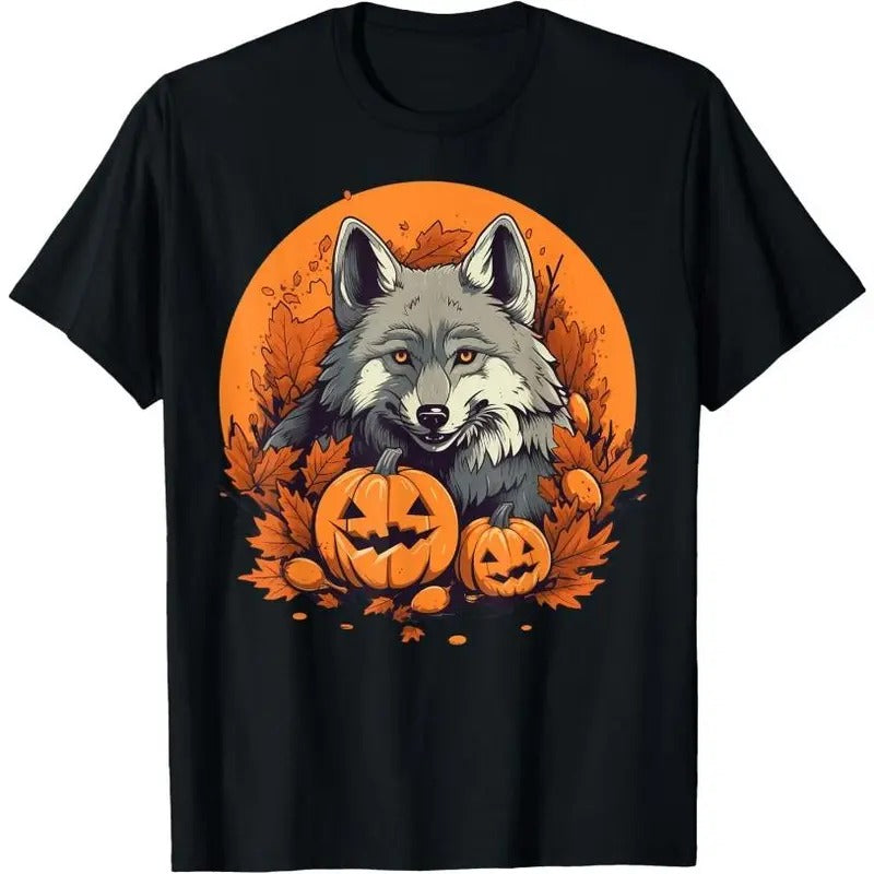 Pumpkin Wolf costume on Wolf Halloween T-Shirt Made in USA Hoodie, Sweatshirt | GrindPrints.com