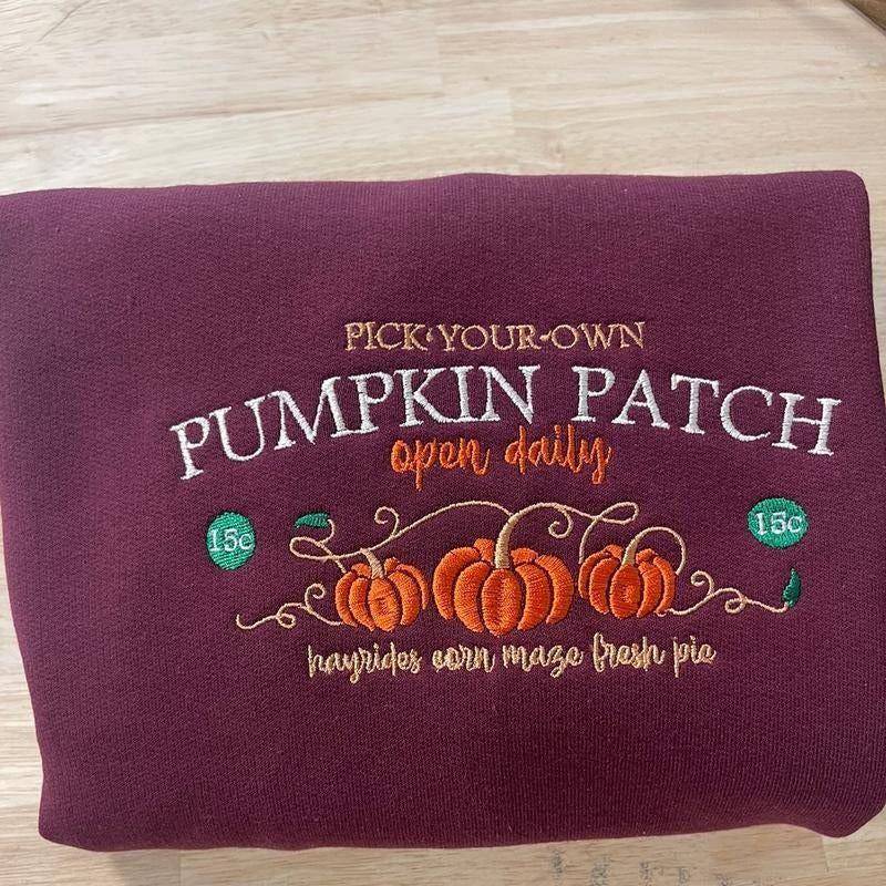 Pumpkin patch embroidered sweatshirt T-Shirts, Hoodie | GrindPrints.com