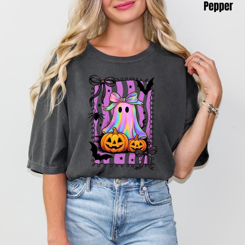 Pumpkins & Rainbow Ghost Comfort Colors T-Shirt 'NLB' Hoodie, Sweatshirt | GrindPrints.com