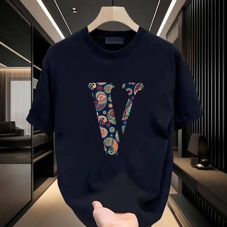 Pure Cotton High-End Short Sleeve T-Shirt Men 2025 Summer Ins Trend Brand Half Sleeve Fashion Men's Top Hoodie, Sweatshirt