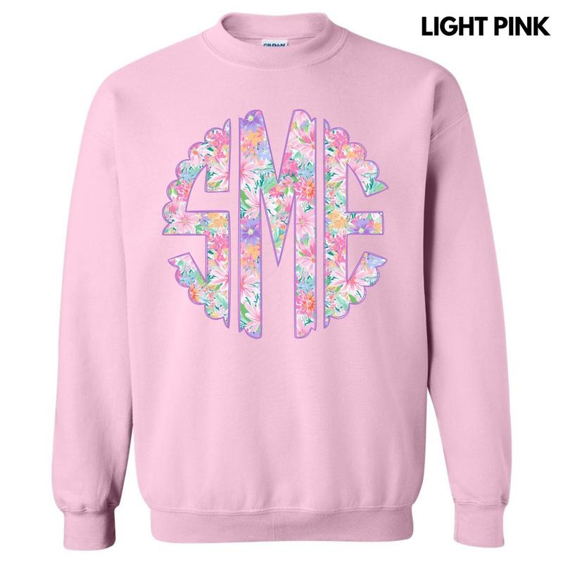 Purple Blossoms Monogram Sweatshirt 'NLB' T-Shirts, Hoodie | GrindPrints.com