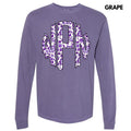 Purple Floral Monogram Long Sleeve Comfort Colors T-Shirt 'NLB' Hoodie, Sweatshirt | GrindPrints.com