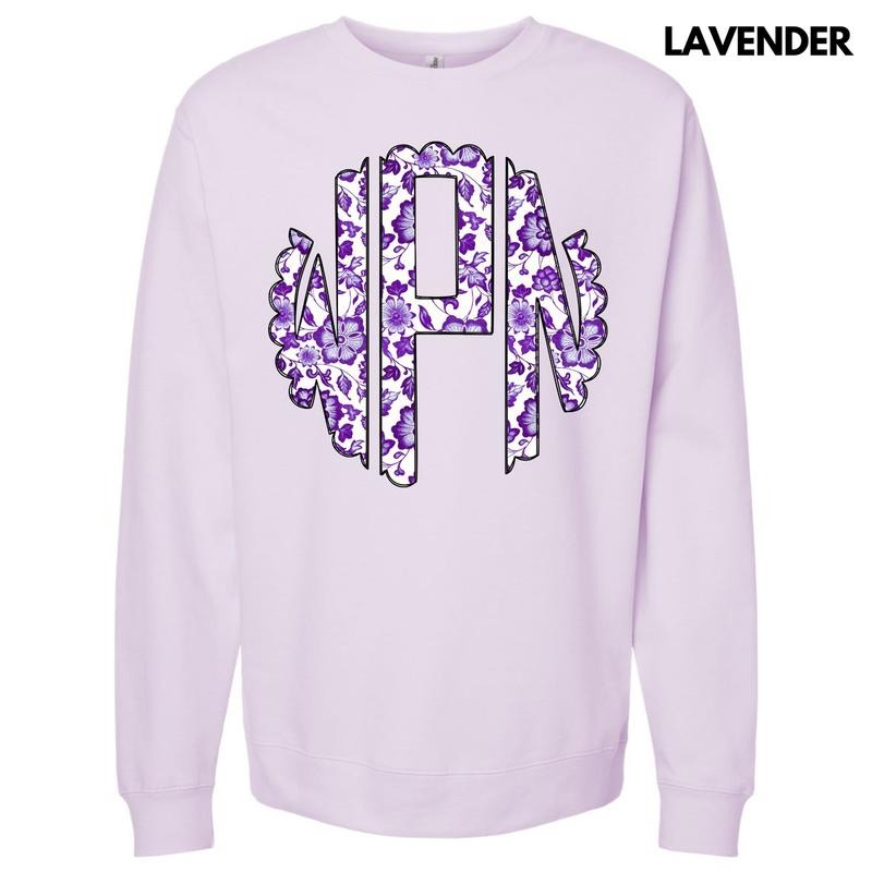 Purple Floral Monogram Sweatshirt 'NLB' T-Shirts, Hoodie | GrindPrints.com