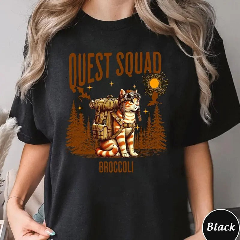 Quest Fantasy Squad Broccoli Funny Cat Shirt Hoodie, Sweatshirt | GrindPrints.com
