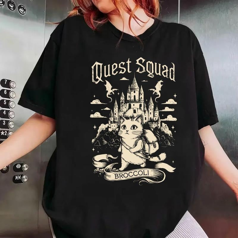 Quest Fantasy Squad Shirt Broccoli Cat Shirts Onyx War Tshirts College Storm Basgiath T Shirt Dragon Book Shirts Book...