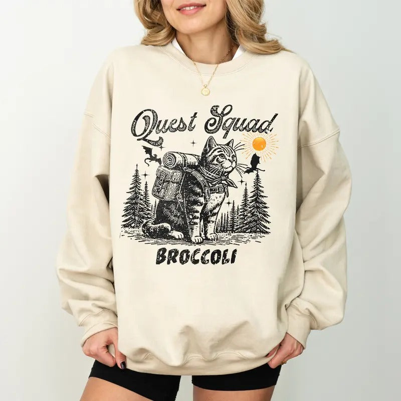 Quest Squad Broccoli Fourth Wing Onyx Storm Book Inspired Fantasy Reader Bookish T-Shirts, Hoodie, Sweatshirt