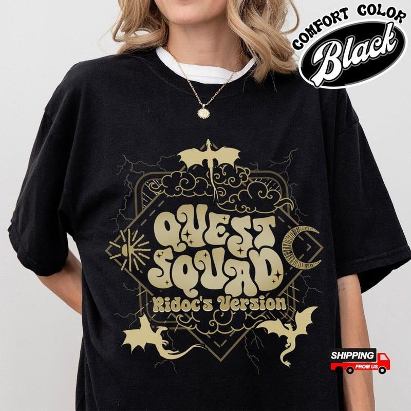 Quest Squad Shirt, Fourth Wing Shirt, Onyx Storm Shirt, Basgiath War College Shirt, Dragon Rider Shirt, Fantasy Reader G,...