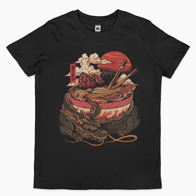 RAMEN DRAGON T-SHIRT, Men Summer Fashion Cotton, Cotton Menswear, S to 3XL Soft Top Hoodie, Sweatshirt | GrindPrints.com