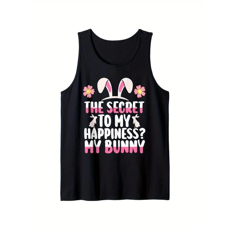 Rabbit Easter Bunny Tank Top, 100% cotton, fabric weight 180g, Sports and leisure, comfortable accompanying, XS-XXL,...