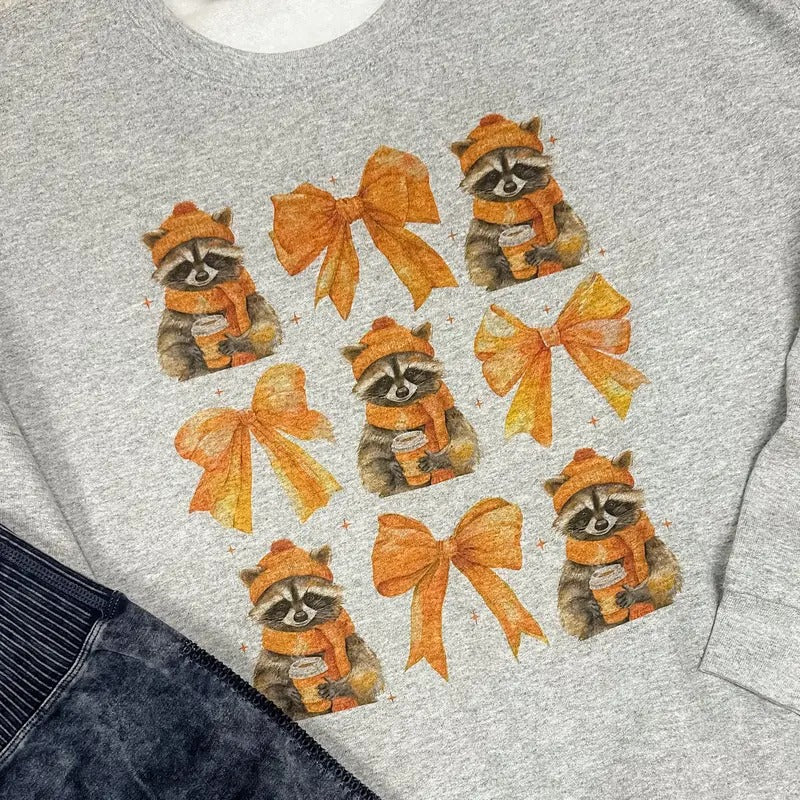 Raccoon Bows Graphic Top T-Shirts, Hoodie, Sweatshirt | GrindPrints.com