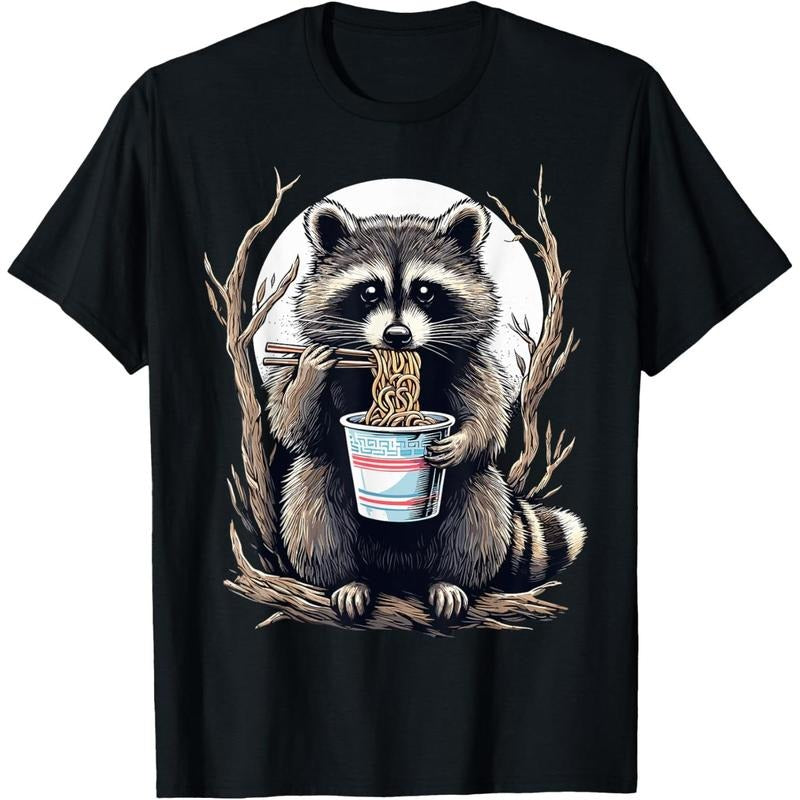Raccoon Eating Instant Noodle Cup Funny Gifts For Women Men T-Shirt made in us Hoodie, Sweatshirt | GrindPrints.com