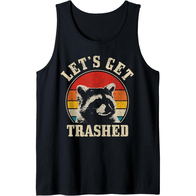 Raccoon Let's Get Trashed Vintage Retro Racoon Funny Tank Top Made in USA T-Shirts, Hoodie, Sweatshirt | GrindPrints.com