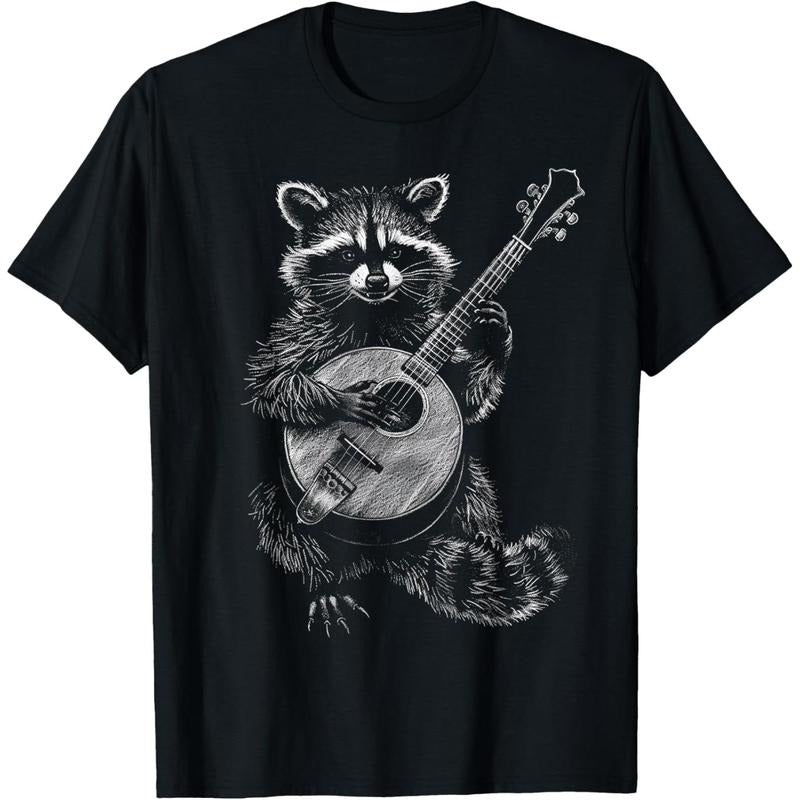 Raccoon Playing Banjo T-Shirt made in us Hoodie, Sweatshirt | GrindPrints.com