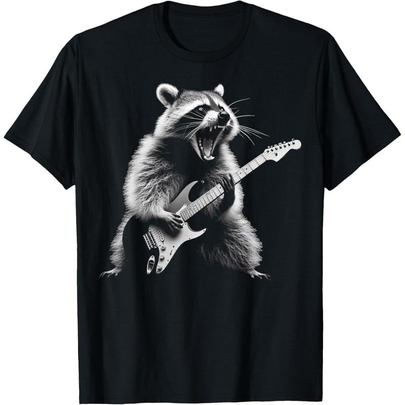 Raccoon Playing Guitar Rock and Roll Rock Star Men Women Kid T-Shirt made in us Hoodie, Sweatshirt | GrindPrints.com