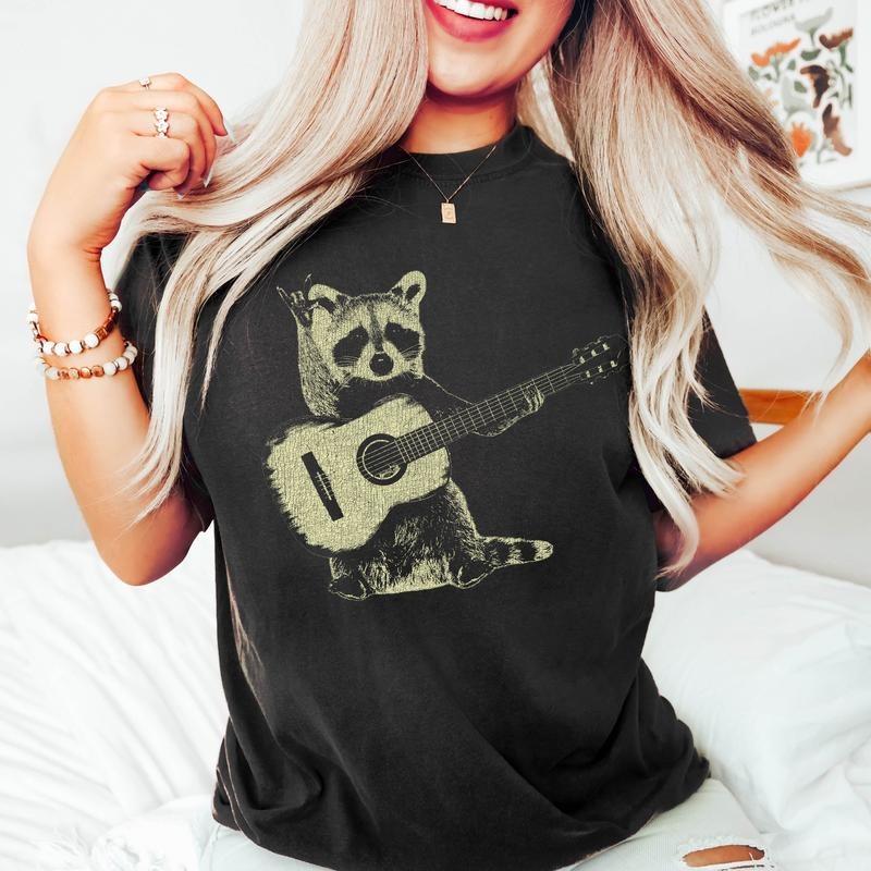 Raccoon Playing Guitar T-shirt Hoodie, Sweatshirt | GrindPrints.com
