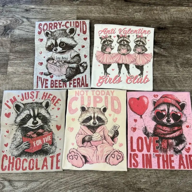 Raccoon Valentine Tees  - Unisex Fit Tees Hoodie, Sweatshirt | GrindPrints.com
